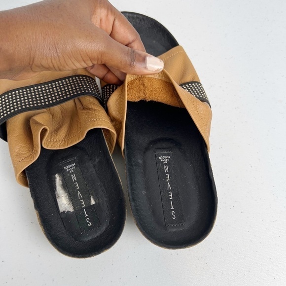 Steven Steve Madden Kayden Open Toe Leather Brown Slides Sandal size 9.5 - Picture 6 of 8